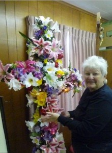 Sheila Johnson restoring and embellishing the Cross of Glory so that if will be ready for Easter Sunday.