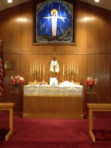 The altar and chancel area of St. Paul's on Easter Sunday.