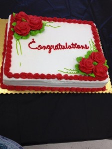 The beautiful cake for the graduates was provided by Steve and Sue Grissom, parents of Matthew, one of the grads.