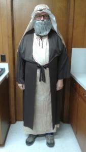 Jan Johnson, costumed as St. Joseph, portrayed in carpenter during the First Wednesday in Advent service - 2015.