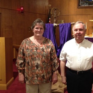 Maxine Cates and Rev. Scott Stallings portrayed Caiaphas'  Maid-servant and Caiaphas during the Lenten service on Wednesday night, February 17, 2016. 