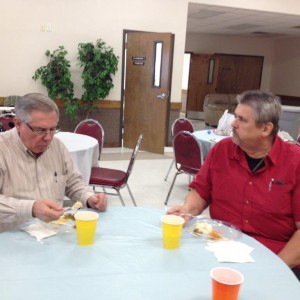 Don and Steve Trojacek enjoying the Palm Sunday covered dish meal.