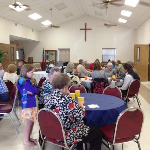 As you can see from this camera shot of the room, we had a good turnout for our Palm Sunday dinner.