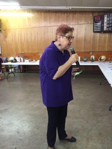 :  Our auctioneer, Judy Stallings, keeping the bidding wars going at our Annual Fund-Raiser, Sept. 11, 2016