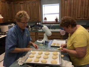 Cheryl Davis and Maxine Cates busy making kolaches for the LWML Food Booth on Nov. 12.